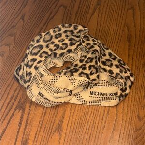 Michael Kors Tan and Black Animal Print Infinity Scarf
